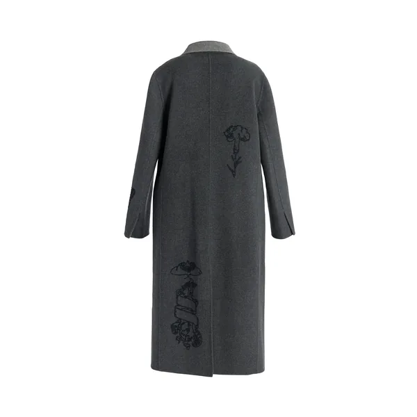 Erdem Embroidered Double Face Wool Tailored Coat, view 4