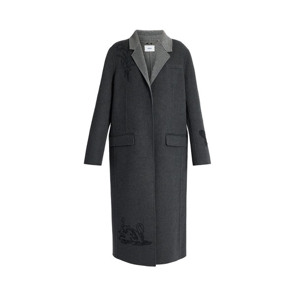 Erdem Embroidered Double Face Wool Tailored Coat