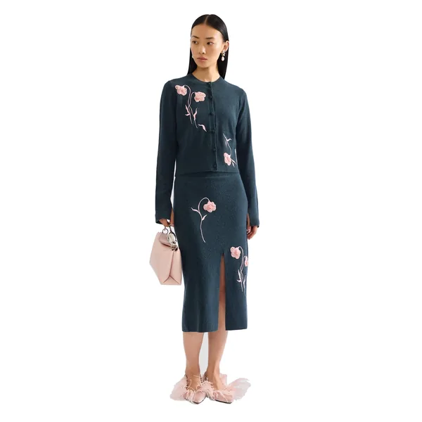 Erdem Embroidered Fitted Cardigan, view 2
