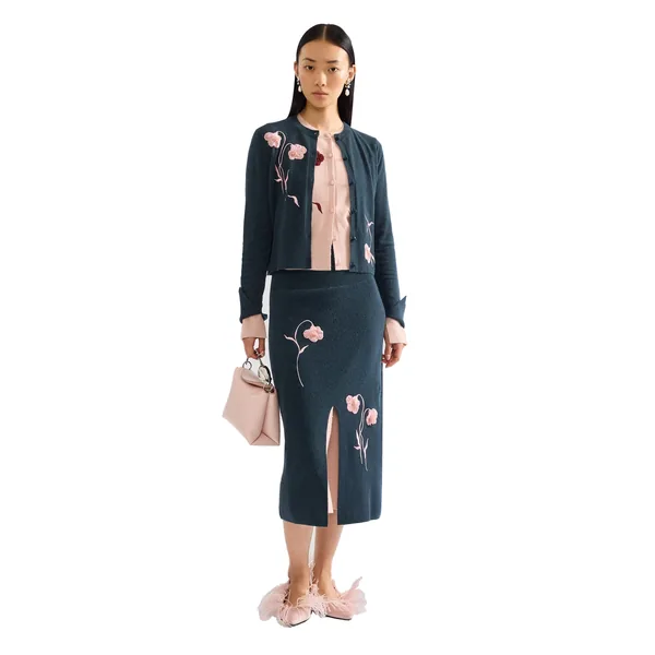 Erdem Embroidered Fitted Cardigan, view 2