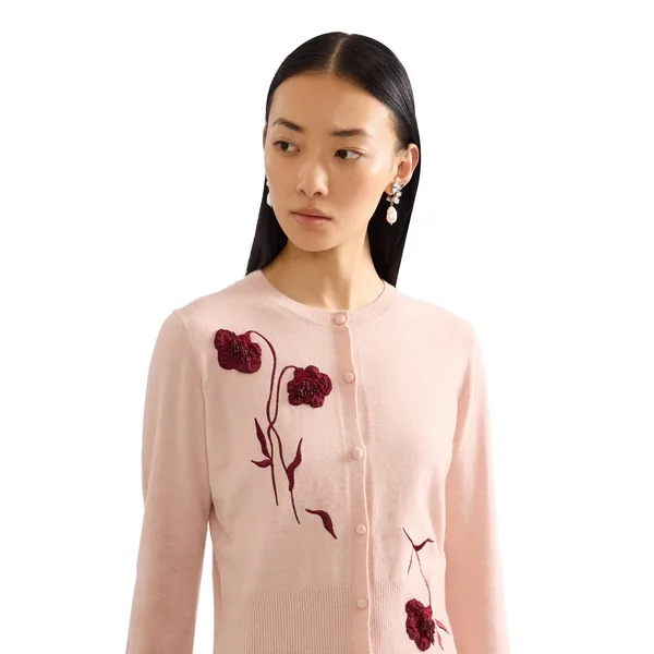 Erdem Embroidered Fitted Cardigan, view 4
