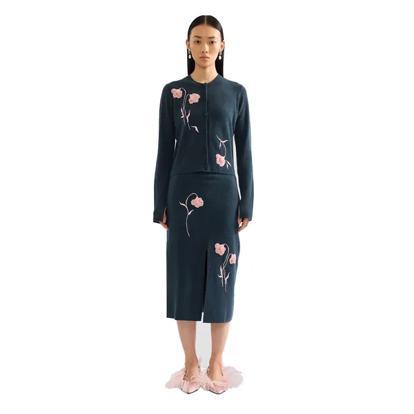 Erdem Embroidered Fitted Cardigan, view 5