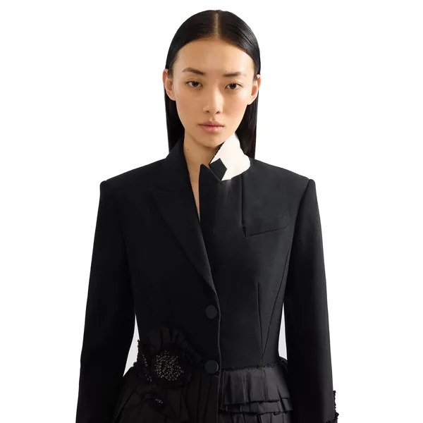Erdem Embroidered Grain De Poudre Fitted Blazer, view 5