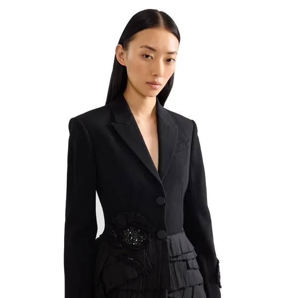 Erdem Embroidered Grain De Poudre Fitted Blazer, view 7