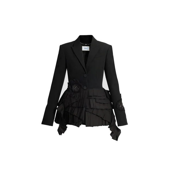 Erdem Embroidered Grain De Poudre Fitted Blazer