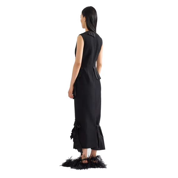 Erdem Embroidered Grain De Poudre Midi Pencil Dress, view 2