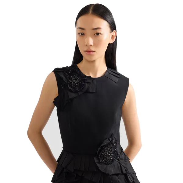 Erdem Embroidered Grain De Poudre Midi Pencil Dress, view 5
