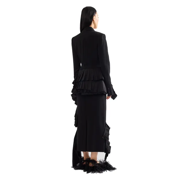 Erdem Embroidered Grain De Poudre Midi Pencil Skirt, view 3