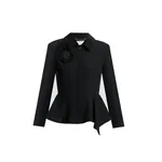 Erdem Embroidered Grain De Poudre Peplum Jacket