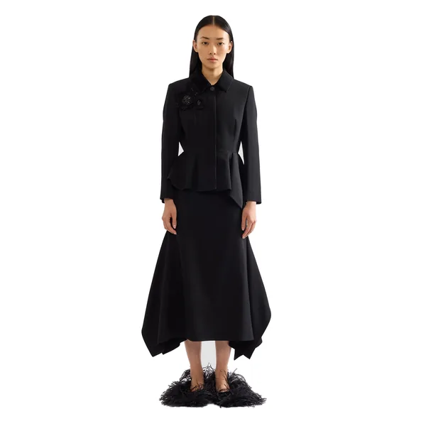 Erdem Embroidered Grain De Poudre Peplum Jacket, view 4