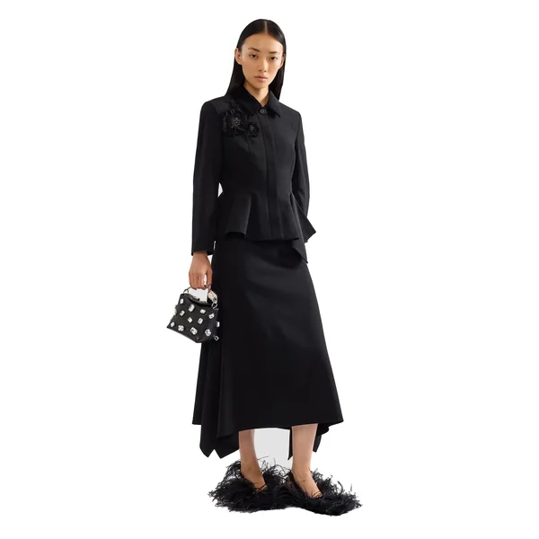 Erdem Embroidered Grain De Poudre Peplum Jacket, view 6