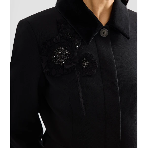Erdem Embroidered Grain De Poudre Peplum Jacket, view 7