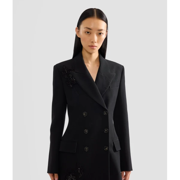 Erdem Embroidered Grain De Poudre Tailored Coat, view 5