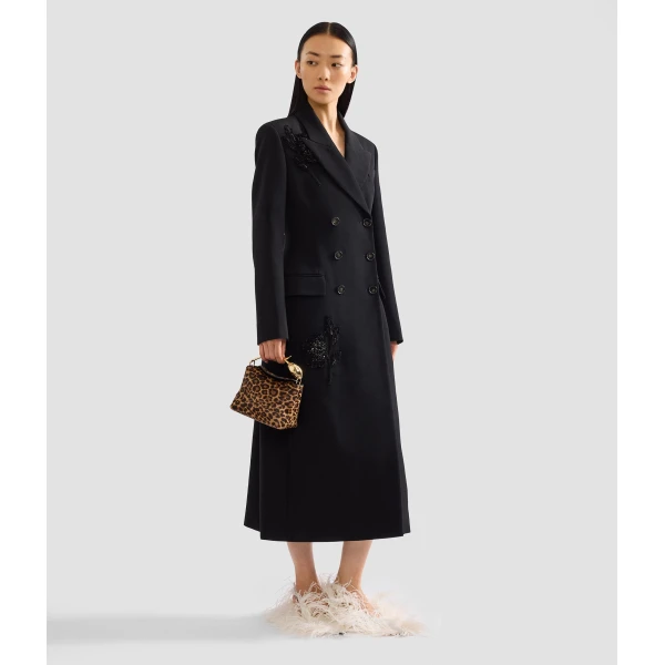Erdem Embroidered Grain De Poudre Tailored Coat, view 6