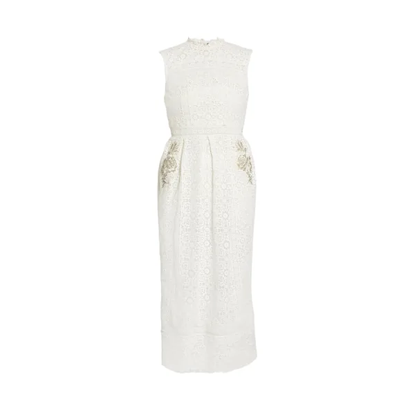 Embroidered Guipure Midi Dress