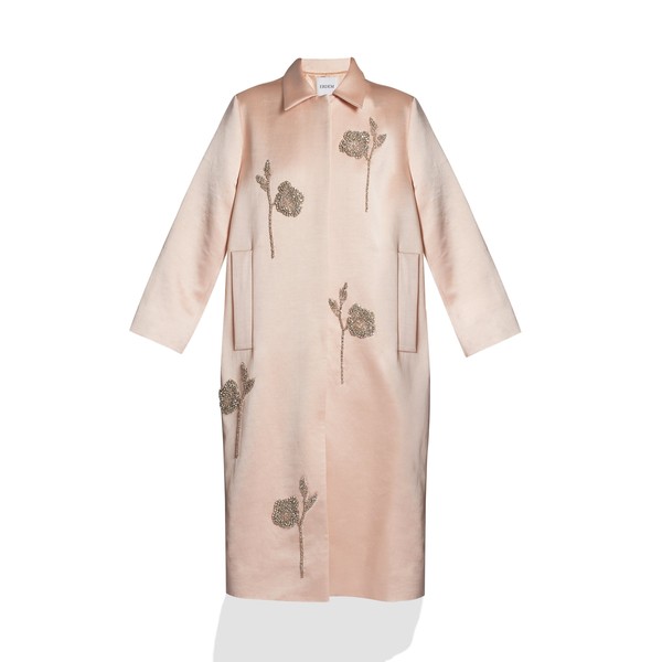 Erdem Embroidered Heavy Satin Coat