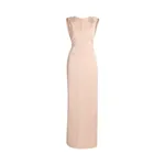 Erdem Embroidered Heavy Satin Sleeveless Draped Gown