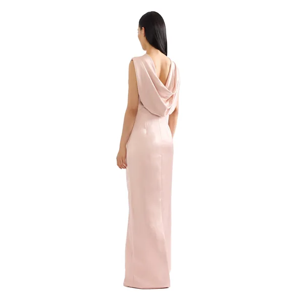 Erdem Embroidered Heavy Satin Sleeveless Draped Gown, view 4