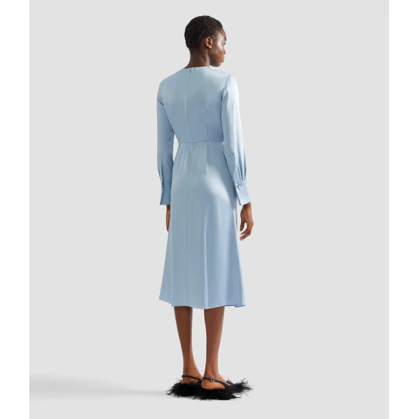 Erdem Embroidered Long Sleeve Draped Midi Dress, view 2