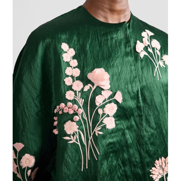 Erdem Embroidered Textured Satin Coat, view 7
