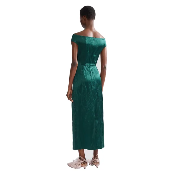 Erdem Embroidered Textured Satin Midi Pencil Dress, view 3