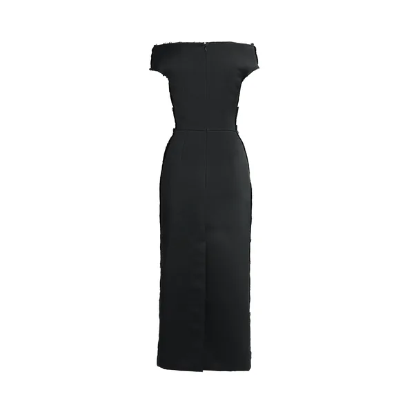 Erdem Embroidered Textured Satin Midi Pencil Dress, view 2