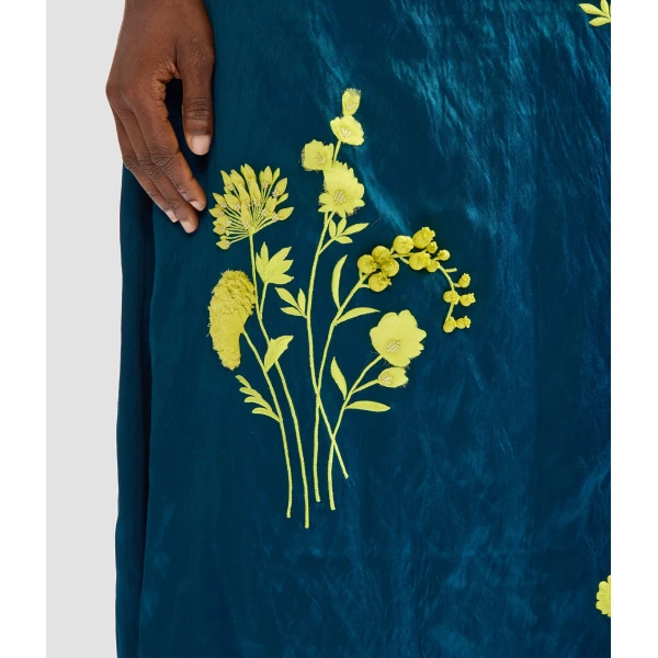 Erdem Embroidered Textured Satin Midi Pencil Dress, view 7