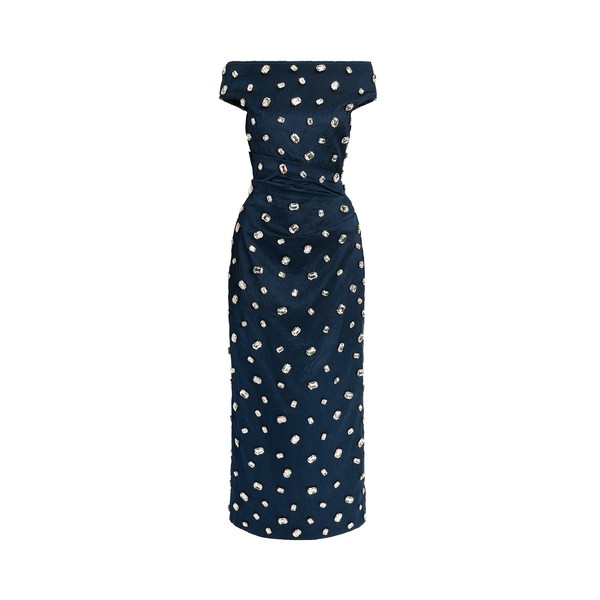 Erdem Embroidered Textured Satin Midi Pencil Dress
