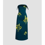 Erdem Embroidered Textured Satin Midi Pencil Dress