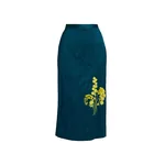 Erdem Embroidered Textured Satin Midi Pencil Skirt