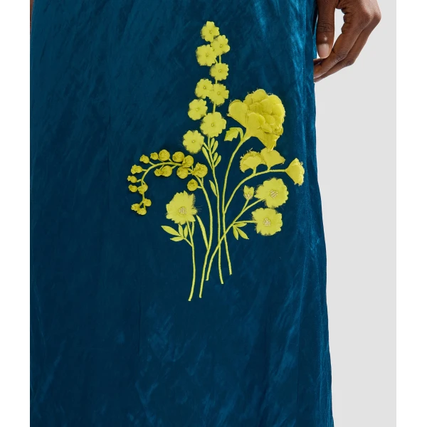 Erdem Embroidered Textured Satin Midi Pencil Skirt, view 7