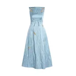 Erdem Embroidered Textured Satin Sleeveless Midi Dress