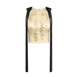 Erdem Embroidered Textured Satin Sleeveless Top