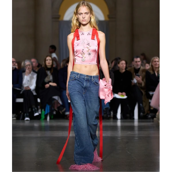 Erdem Embroidered Textured Satin Sleeveless Top, view 3