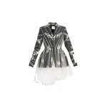 Erdem Embroidered Tulle Single Breasted Fitted Blazer