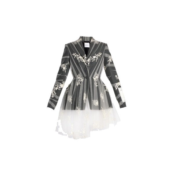 Erdem Embroidered Tulle Single Breasted Fitted Blazer