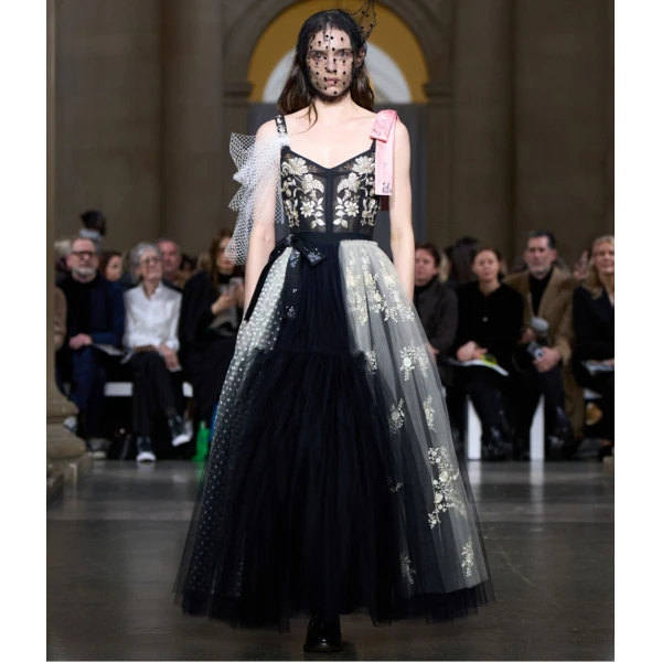 Erdem Embroidered Tulle Sleeveless Dress, view 3