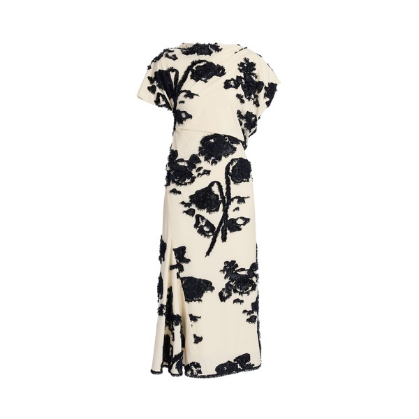 Erdem Fil Coupe Poplin Short Sleeve Midi Dress