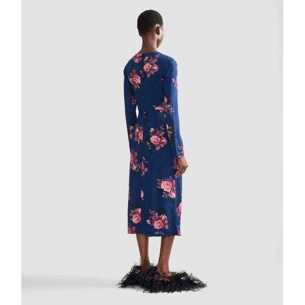 Erdem Floral Cady Long Sleeve Draped Midi Dress, view 2