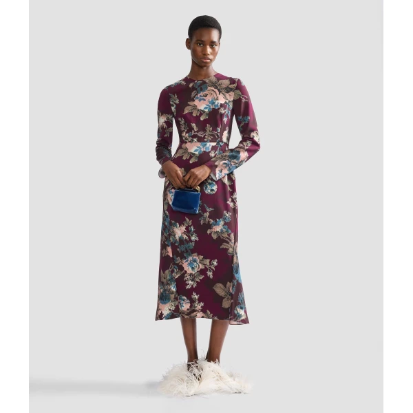 Erdem Floral Cady Long Sleeve Midi Dress, view 6