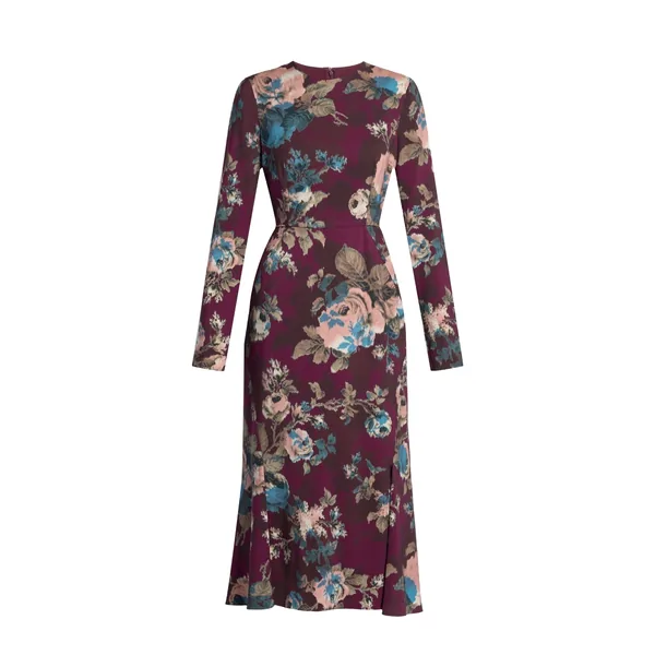 Erdem Floral Cady Long Sleeve Midi Dress