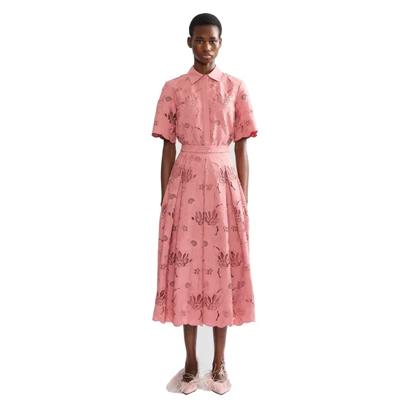Erdem Floral Cotton Cutwork Midi Full Skirt, view 4