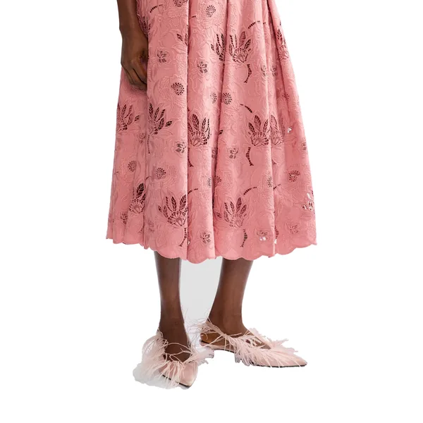 Erdem Floral Cotton Cutwork Midi Full Skirt, view 5