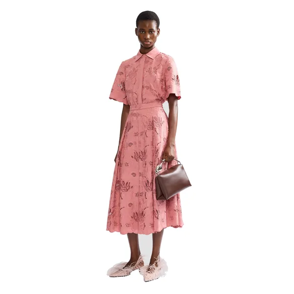 Erdem Floral Cotton Cutwork Midi Full Skirt, view 6
