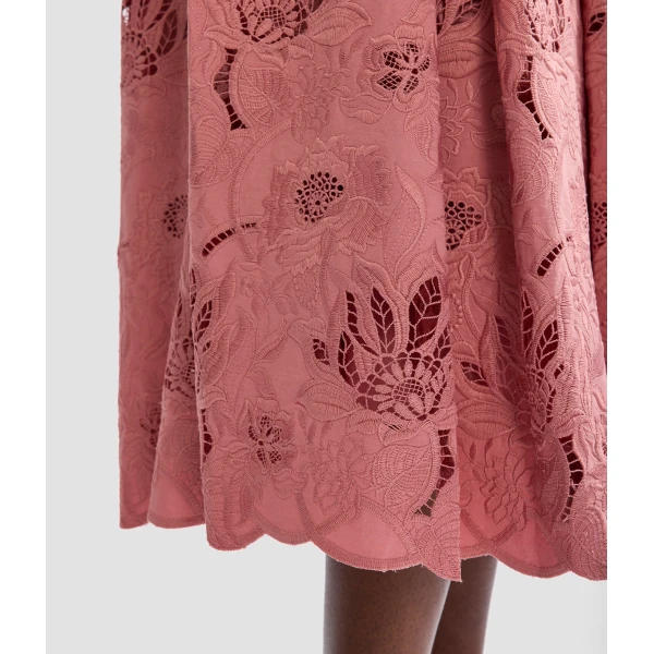 Erdem Floral Cotton Cutwork Midi Full Skirt, view 7