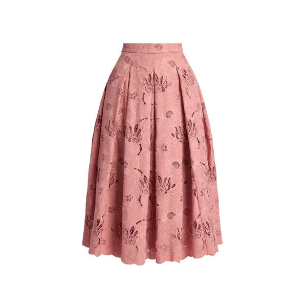 Erdem Floral Cotton Cutwork Midi Full Skirt