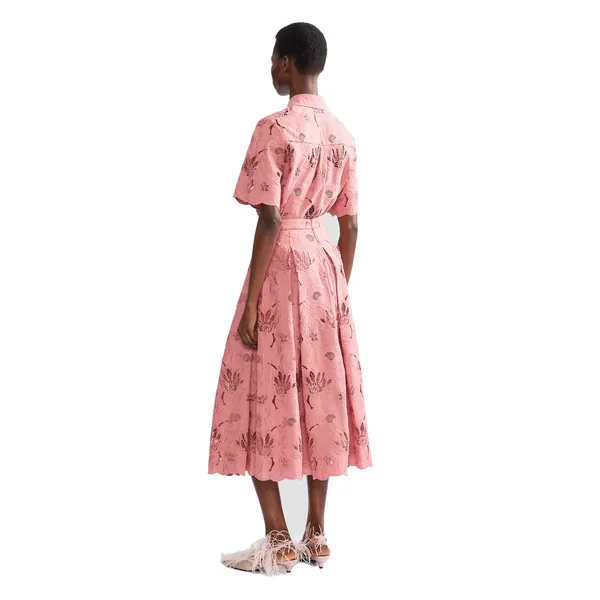 Erdem Floral Cotton Cutwork Short Sleeve Shirt, view 2