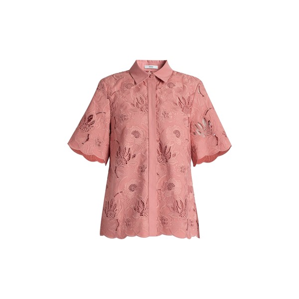 Erdem Floral Cotton Cutwork Short Sleeve Shirt