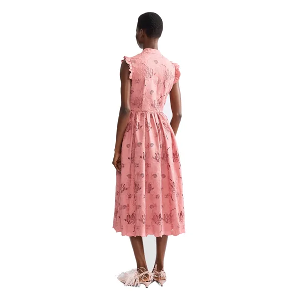 Erdem Floral Cotton Cutwork Sleeveless Midi Dress, view 2