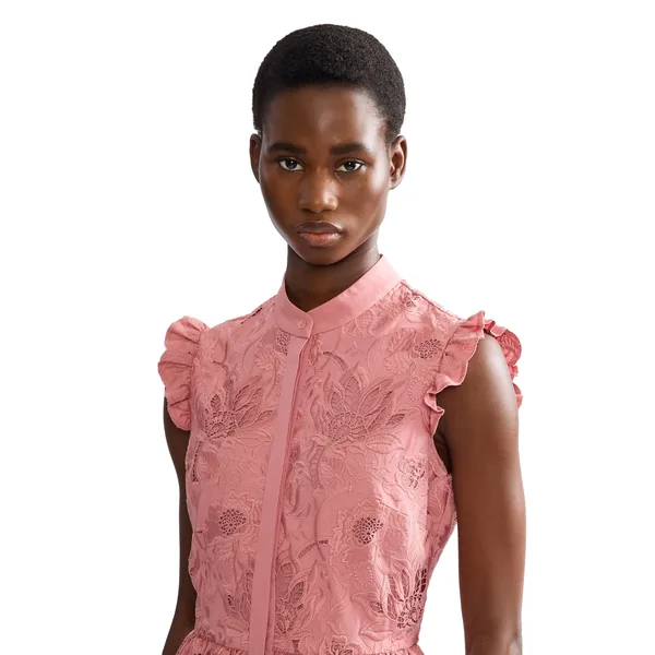 Erdem Floral Cotton Cutwork Sleeveless Midi Dress, view 5